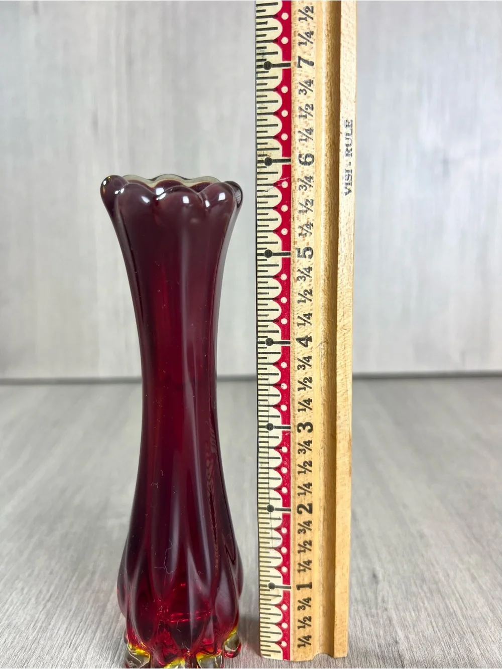 Fostoria Ruby Red Swung Glass Vase 7